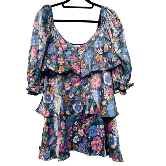 Storia Floral Tiered Mini Dress / Size-Small - Picture 1 of 15